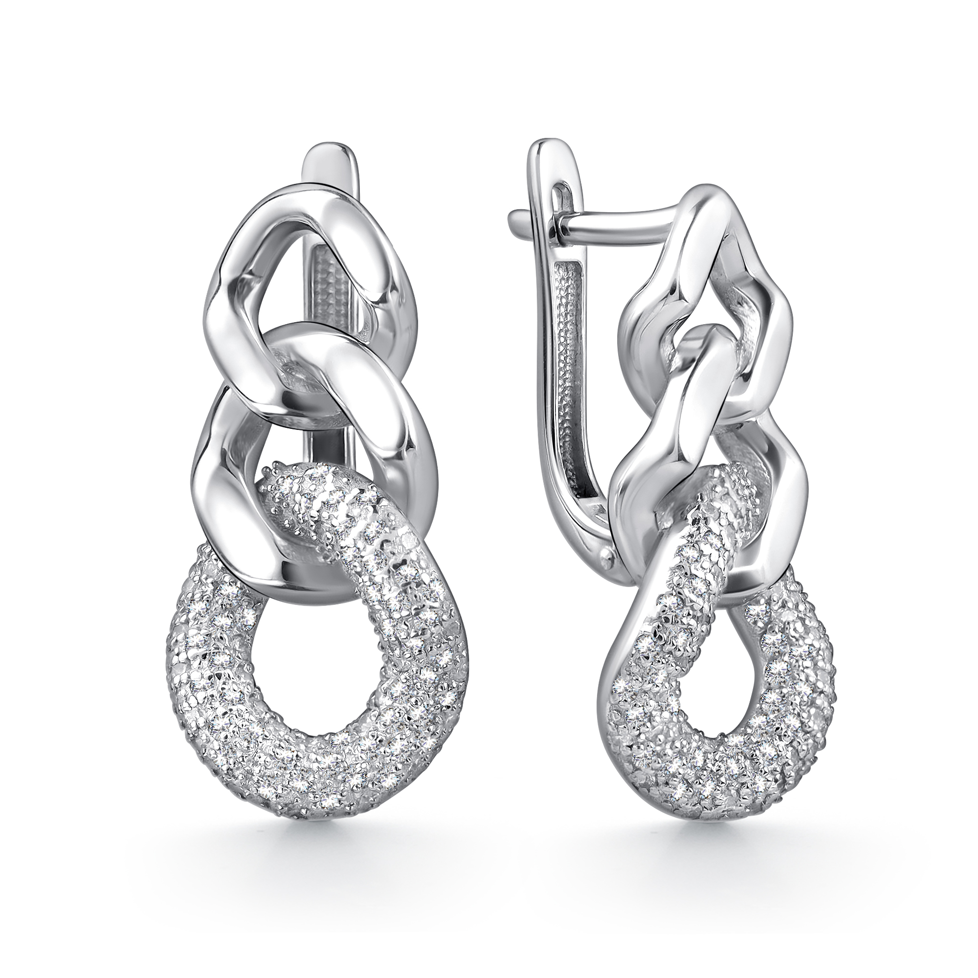 Серьги из серебра с камнем Фианит фото, цены