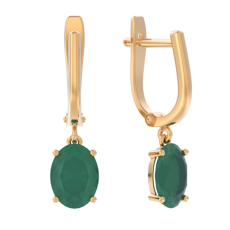 Серьги из золота с камнем Агат фото, цены