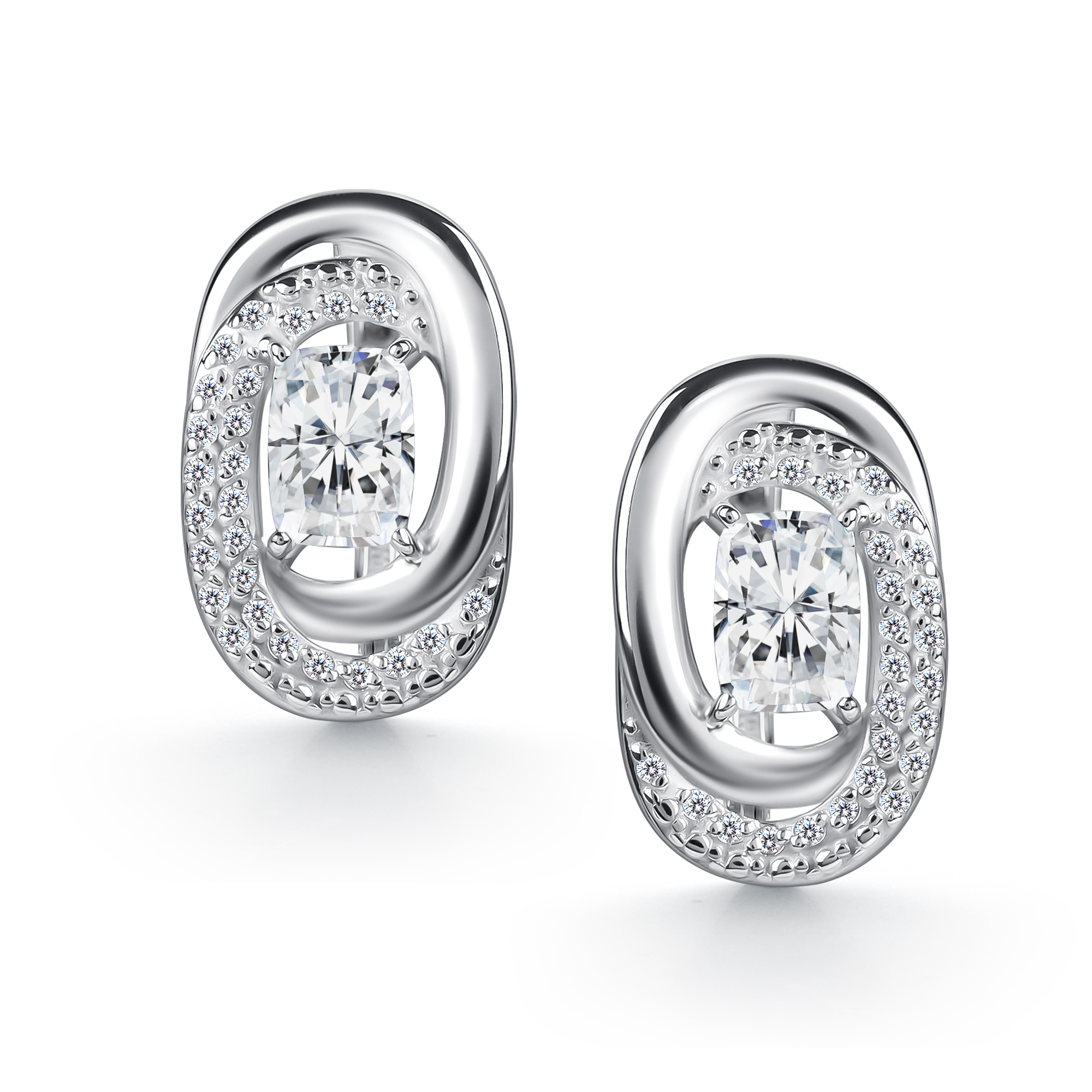 Серьги из серебра с камнем Фианит, Горный хрусталь фото, цены