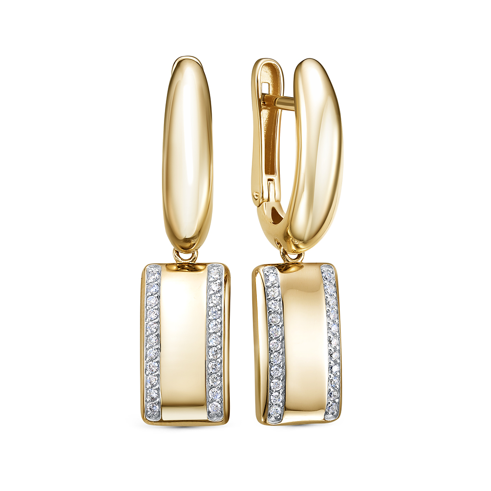 Серьги из золота с камнем Фианит фото, цены