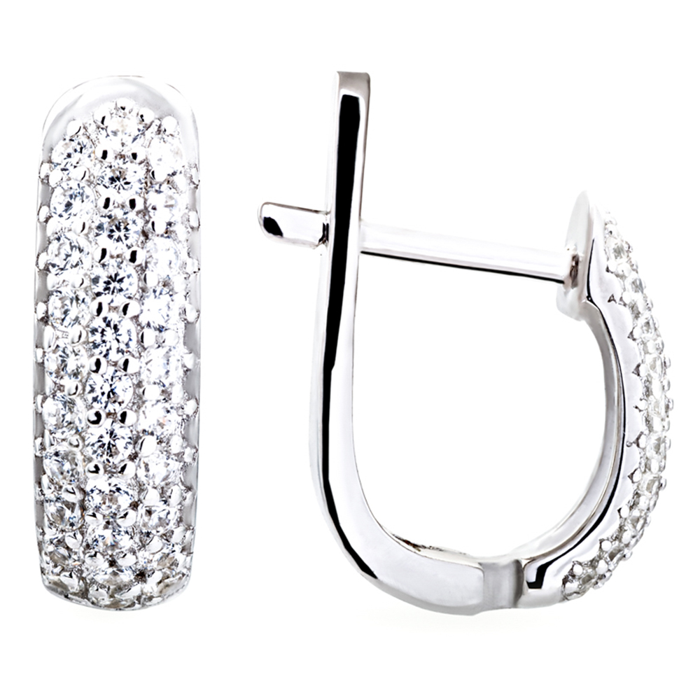 Серьги из серебра с камнем Фианит фото, цены