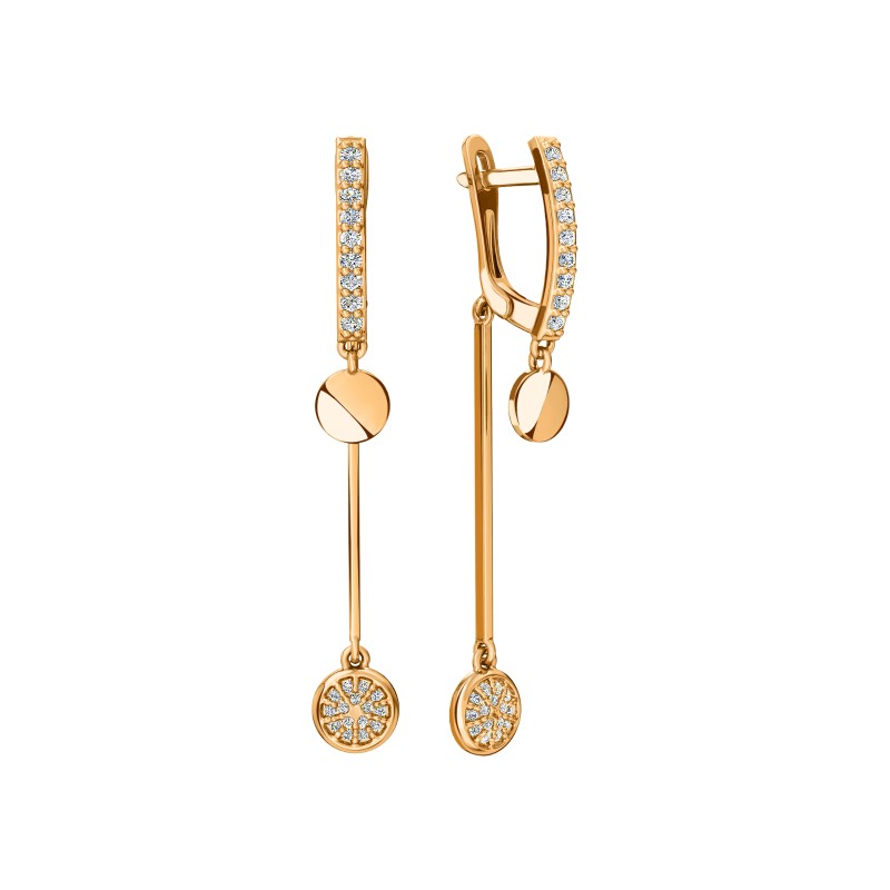 Серьги из золота с камнем Фианит фото, цены