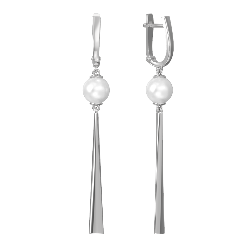 Серьги из серебра с камнем Жемчуг иск. фото, цены