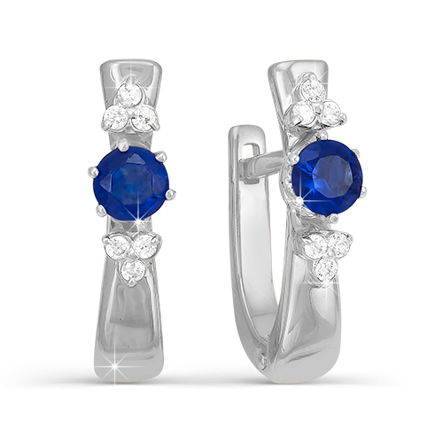 Серьги из золота с камнем Бриллиант, Сапфир фото, цены