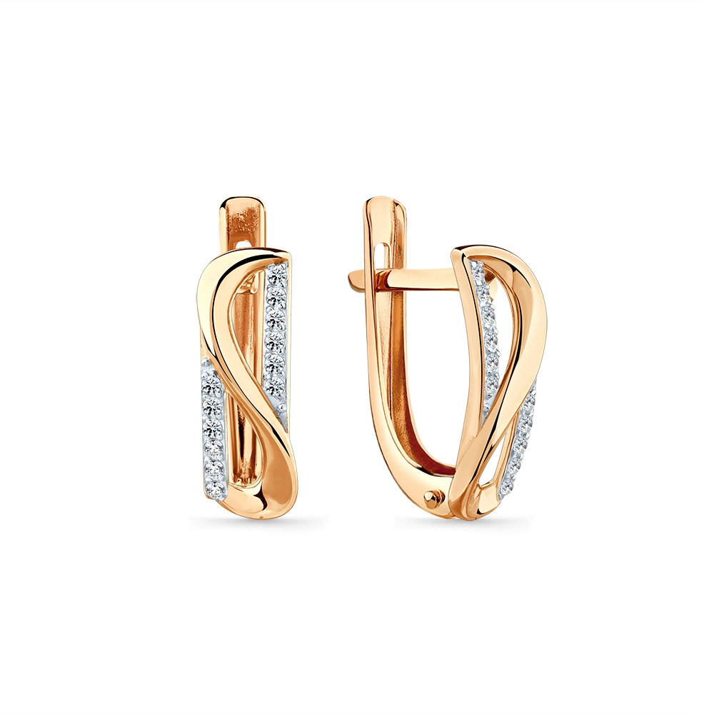 Серьги из золота с камнем Фианит фото, цены