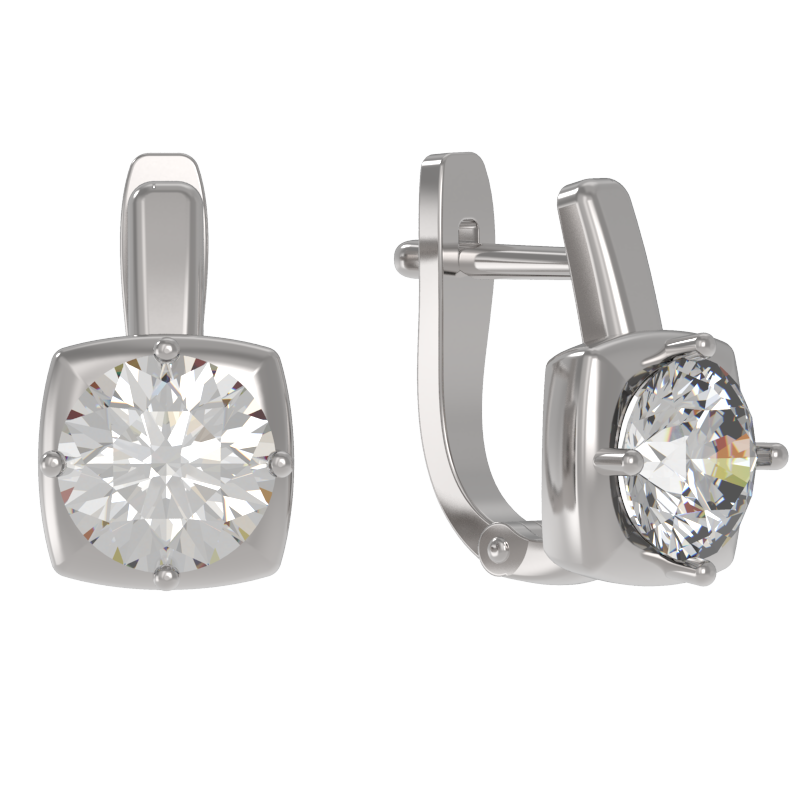 Серьги из серебра с камнем Фианит фото, цены