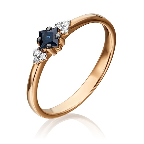 Кольцо из золота с камнем Бриллиант, Сапфир фото, цены
