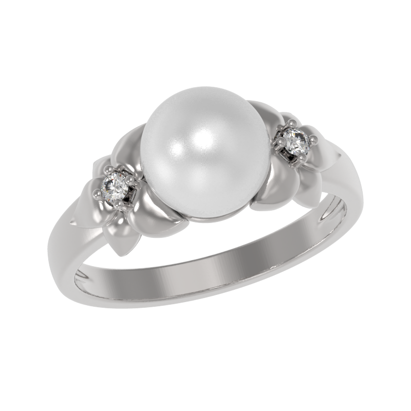 Кольцо из серебра с камнем Жемчуг, Фианит фото, цены