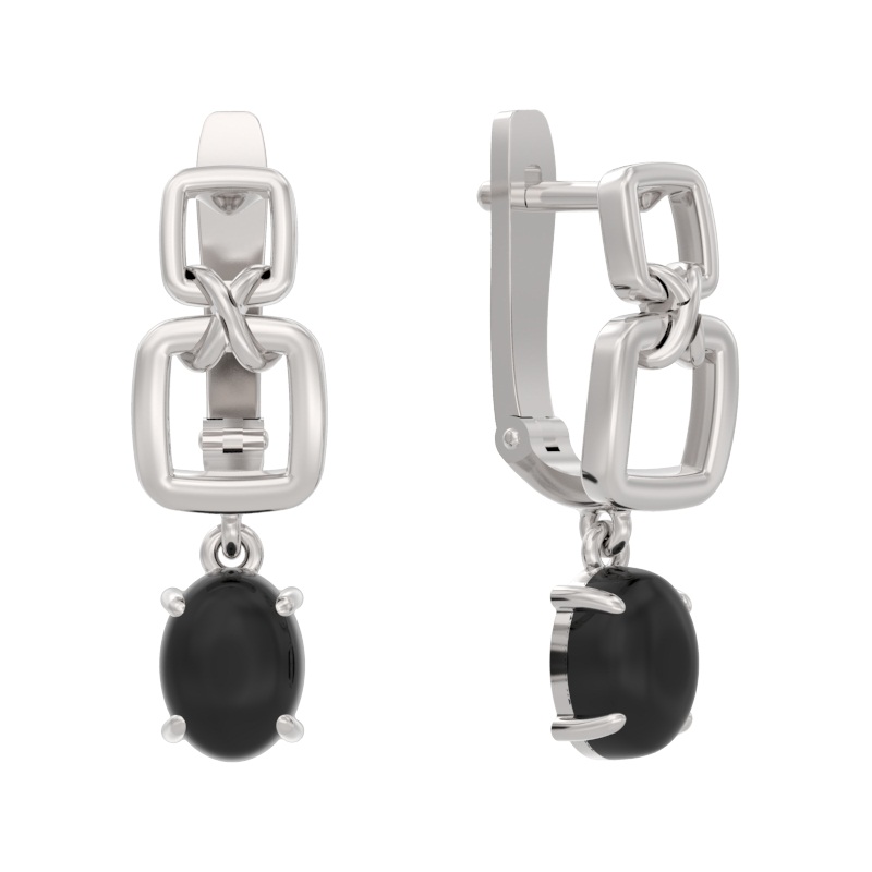 Серьги из серебра с камнем Агат фото, цены