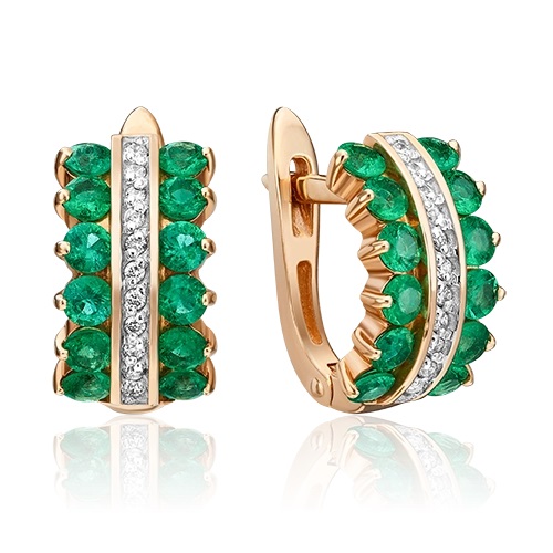 Серьги из золота с камнем Бриллиант, Изумруд фото, цены