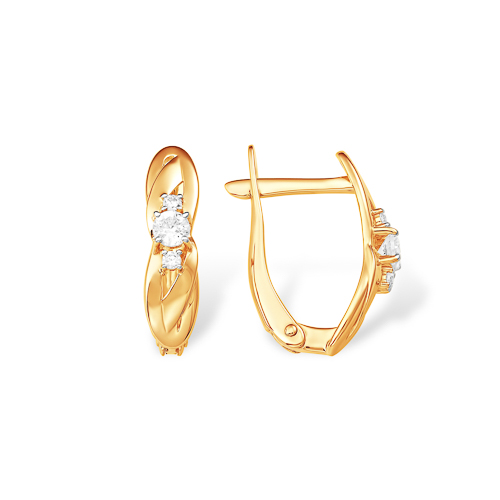 Серьги из золота с камнем Фианит фото, цены