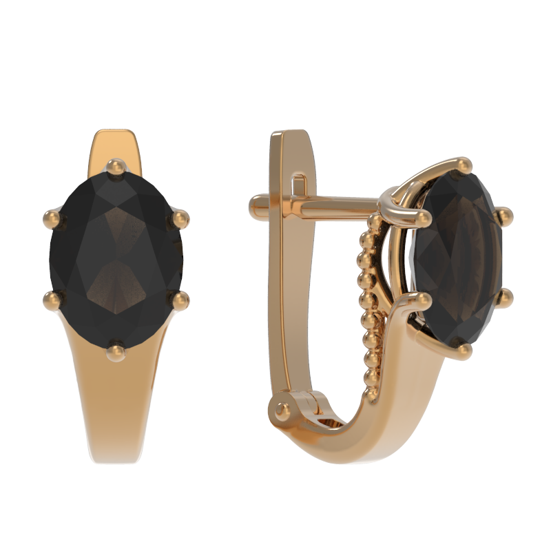 Серьги из золота с камнем Раух-топаз фото, цены