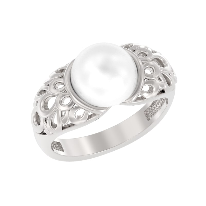 Кольцо из серебра с камнем Жемчуг фото, цены