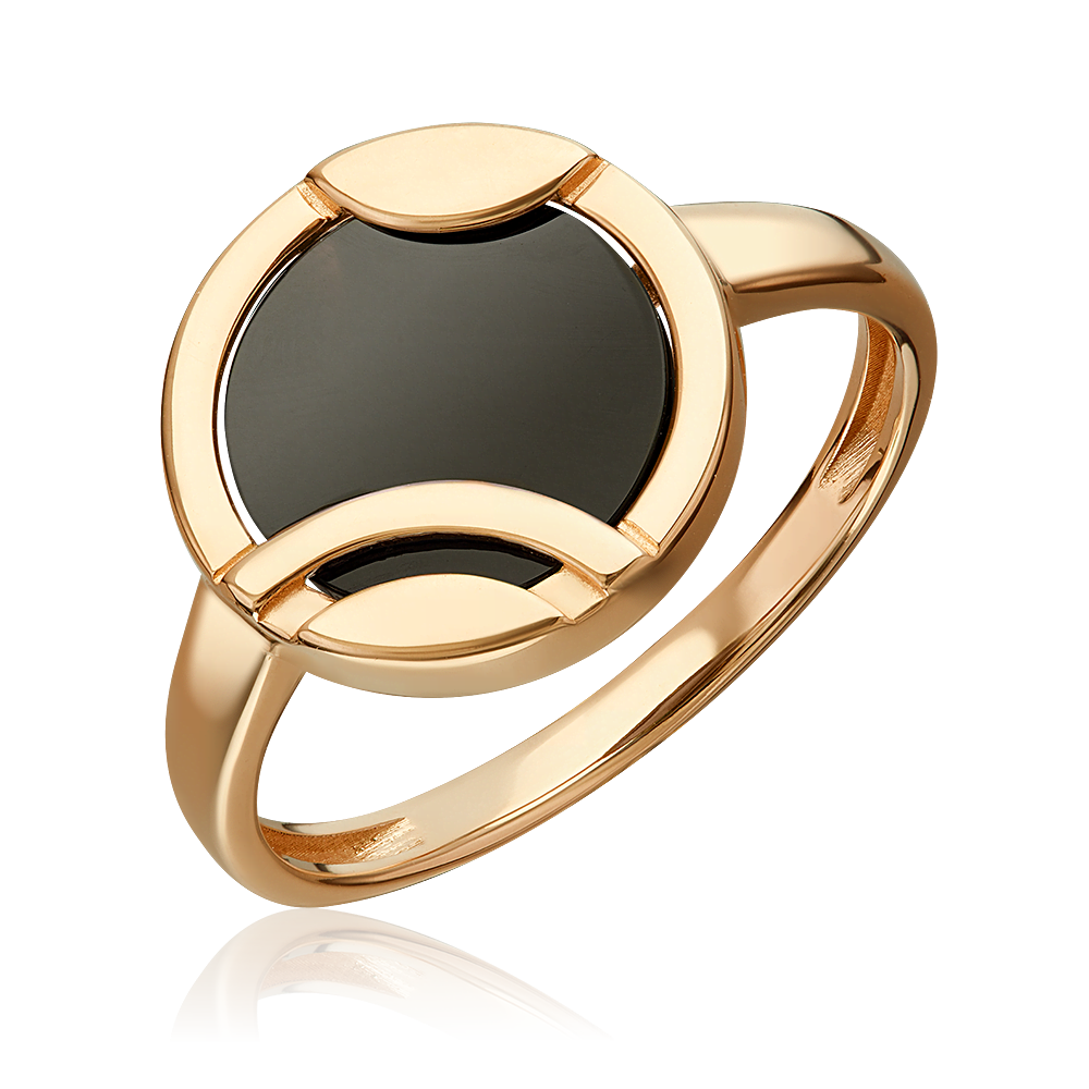 Кольцо из золота с камнем Оникс фото, цены