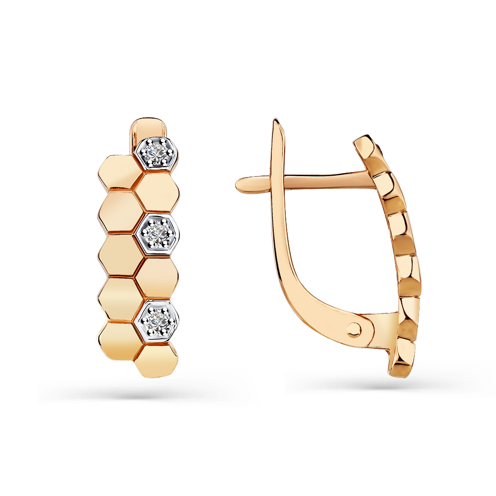 Серьги из золота с камнем Фианит фото, цены