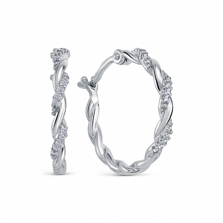 Серьги из серебра с камнем Фианит фото, цены