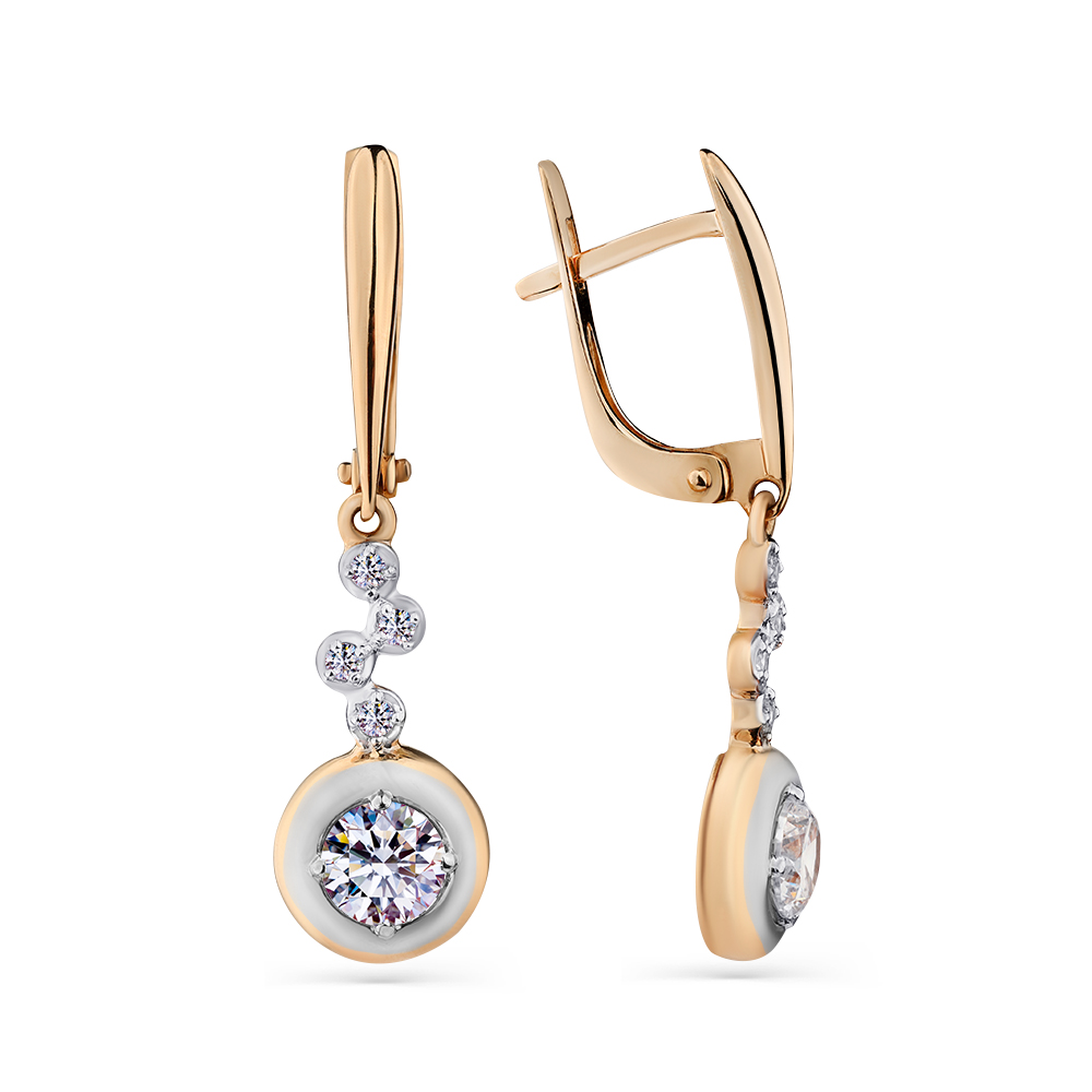 Серьги из золота с камнем Фианит фото, цены