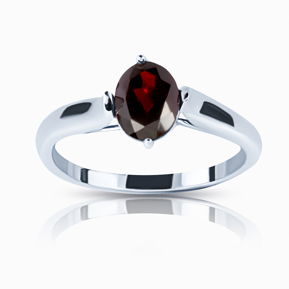 Кольцо из серебра с камнем Гранат фото, цены
