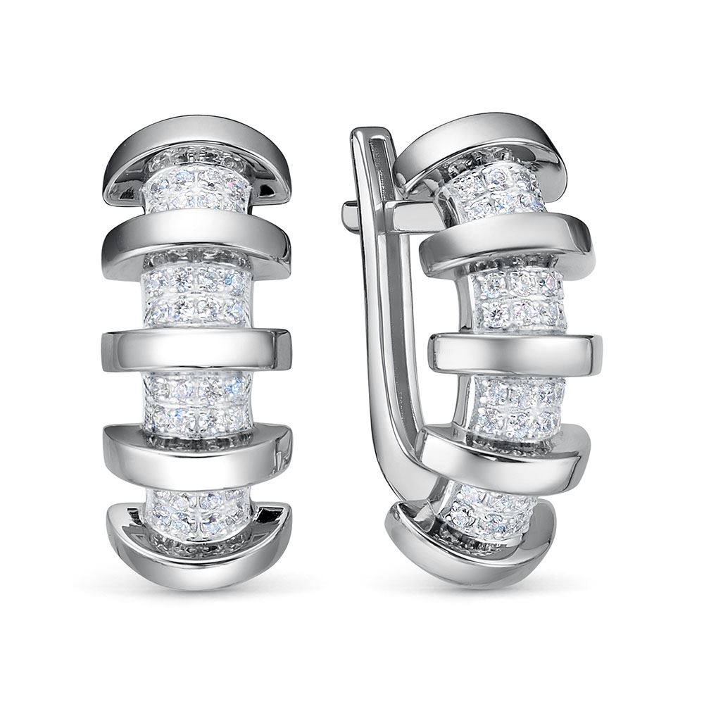 Серьги из серебра с камнем Фианит фото, цены