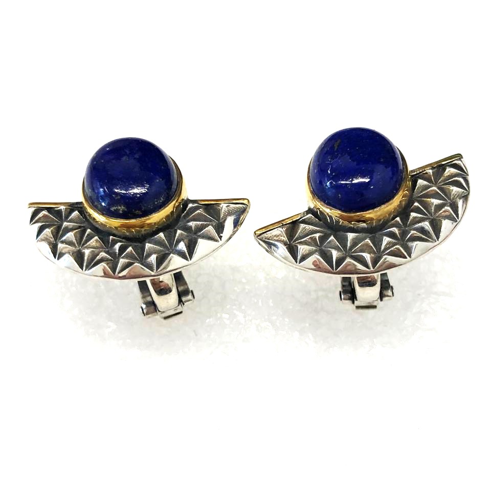 Серьги из серебра с камнем Лазурит фото, цены