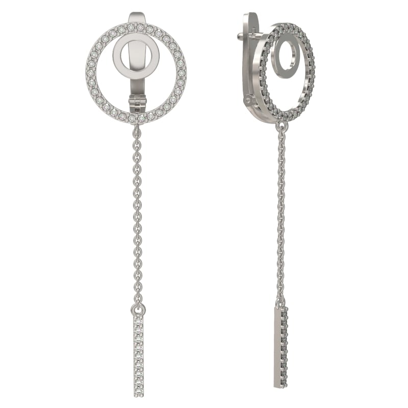 Серьги из серебра с камнем Фианит фото, цены