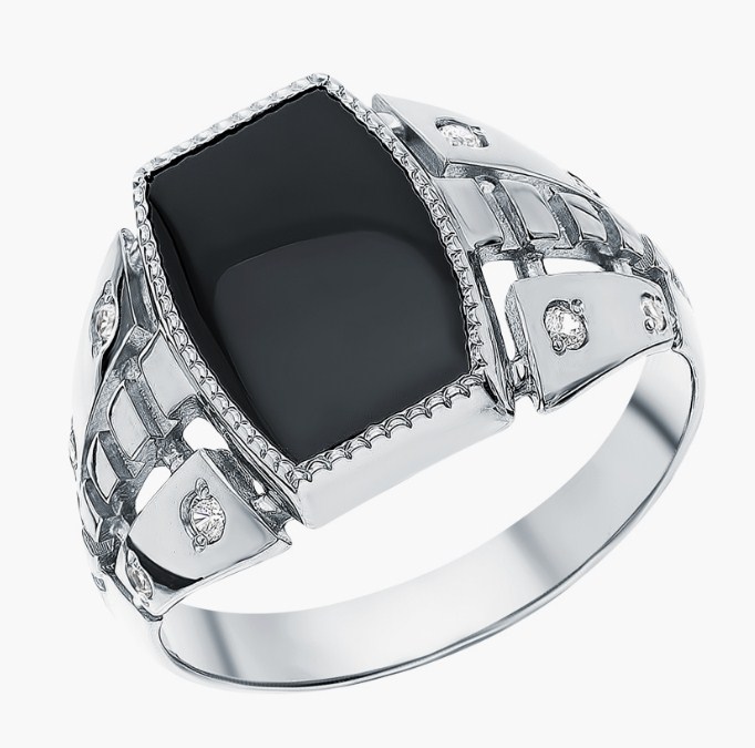 Печатка из серебра с камнем Фианит фото, цены