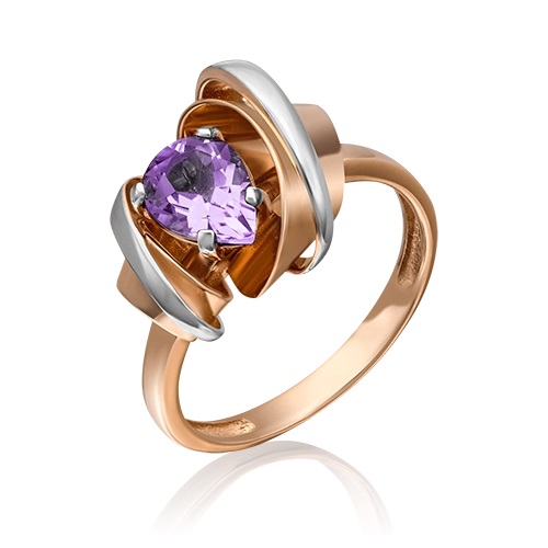 Кольцо из золота с камнем аметист фото, цены