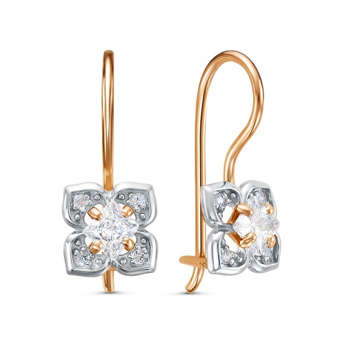 Серьги из золота с камнем Фианит фото, цены