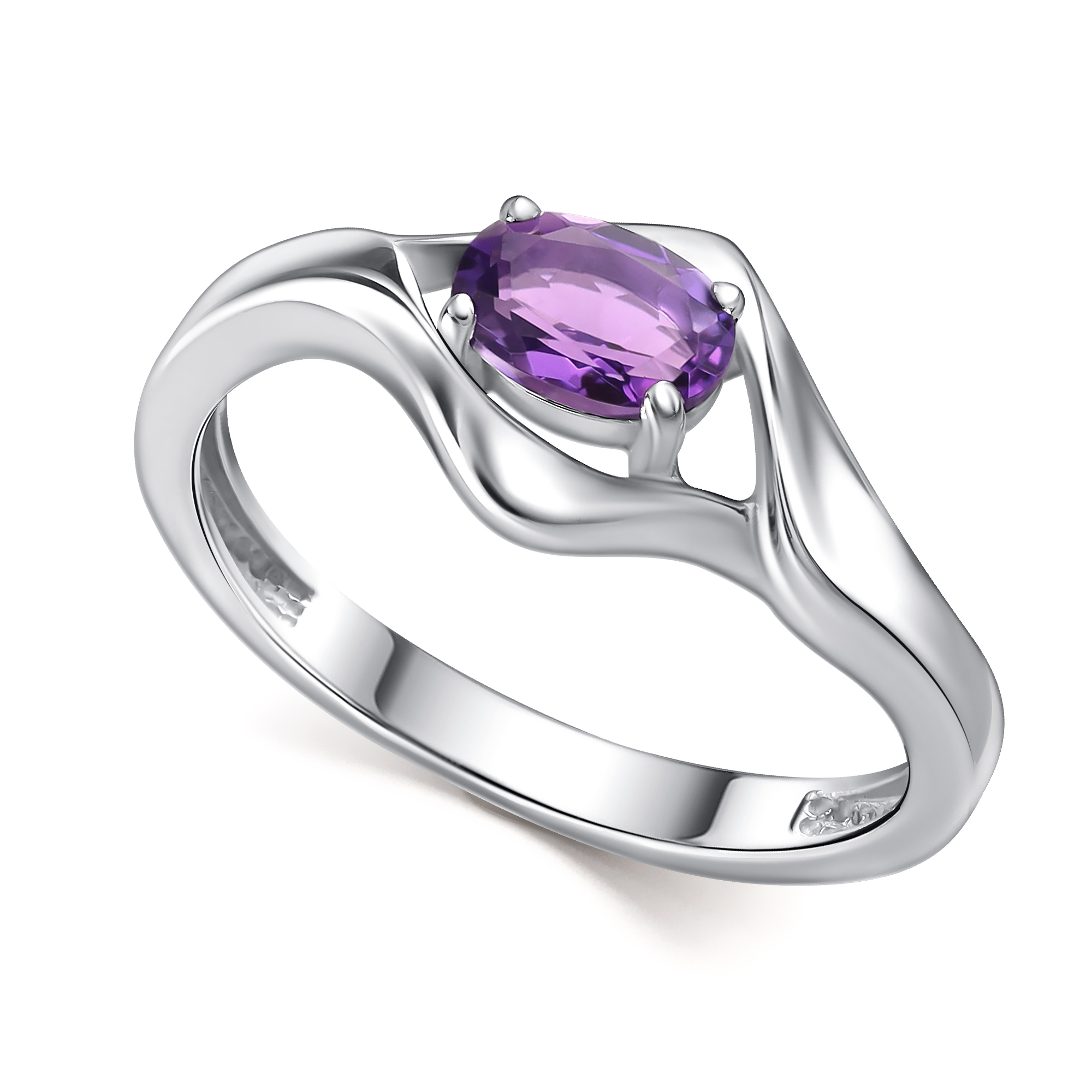 Кольцо из серебра с камнем аметист фото, цены