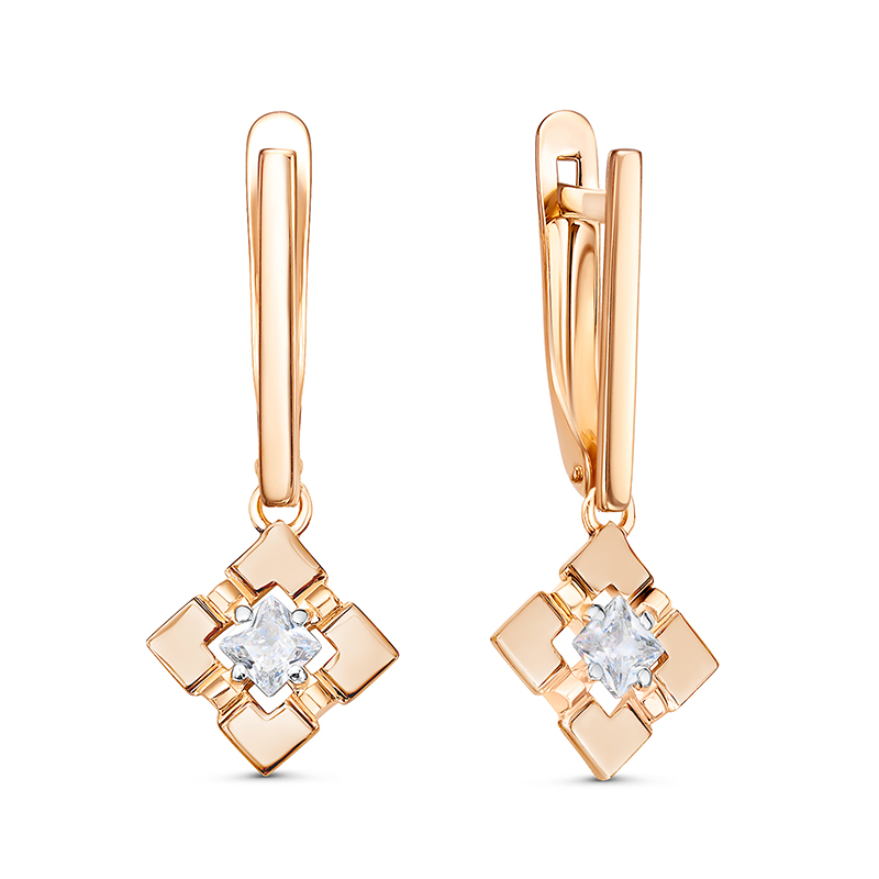 Серьги из золота с камнем Фианит фото, цены