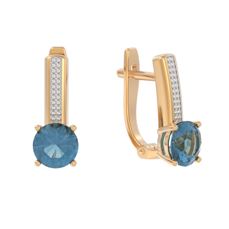 Серьги из золота с камнем Топаз фото, цены