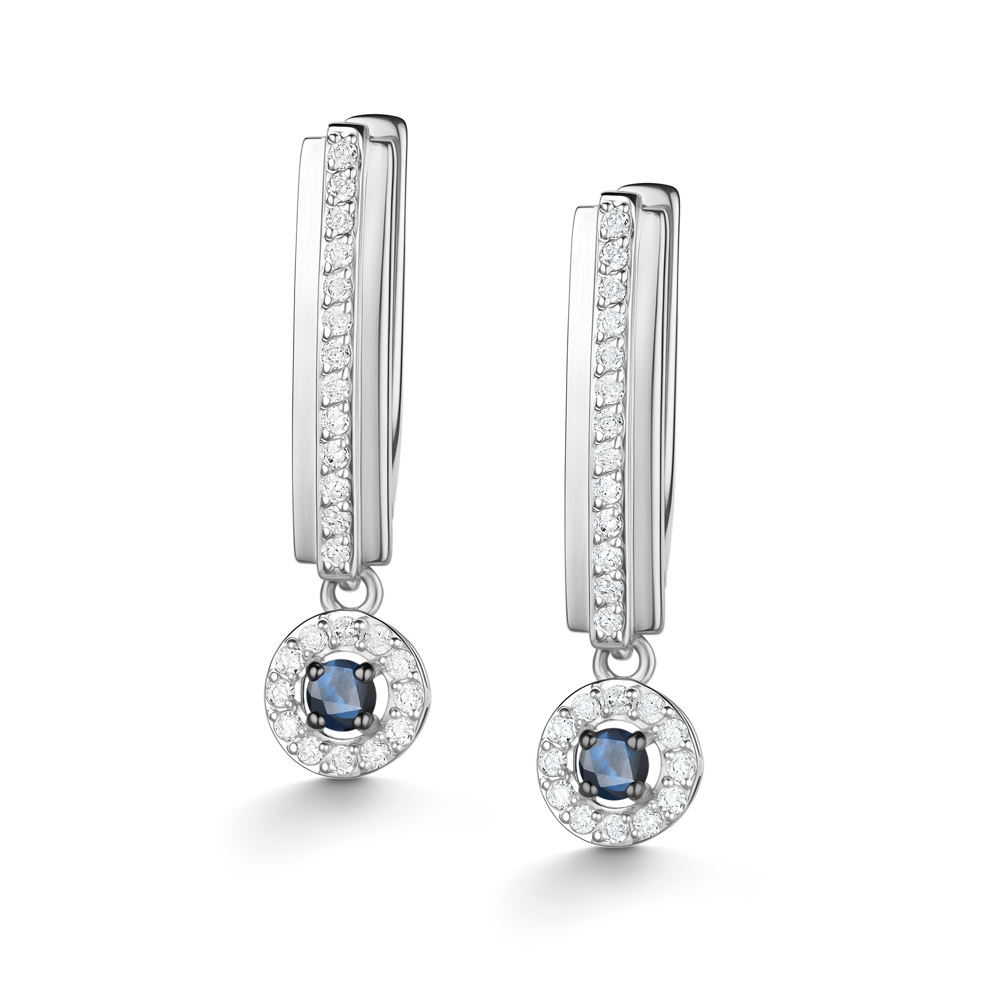 Серьги из золота с камнем Бриллиант, Сапфир фото, цены