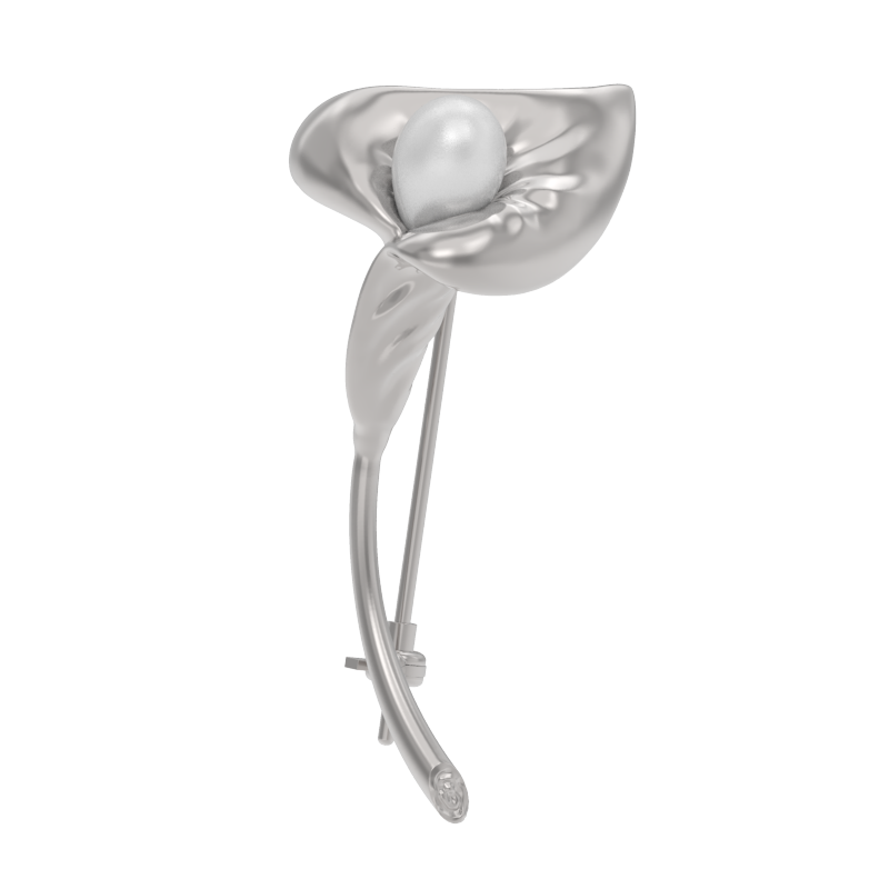 Брошь из серебра с камнем Жемчуг фото, цены