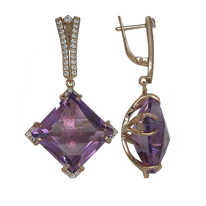 Серьги из серебра с камнем Фианит, Ситалл фото, цены