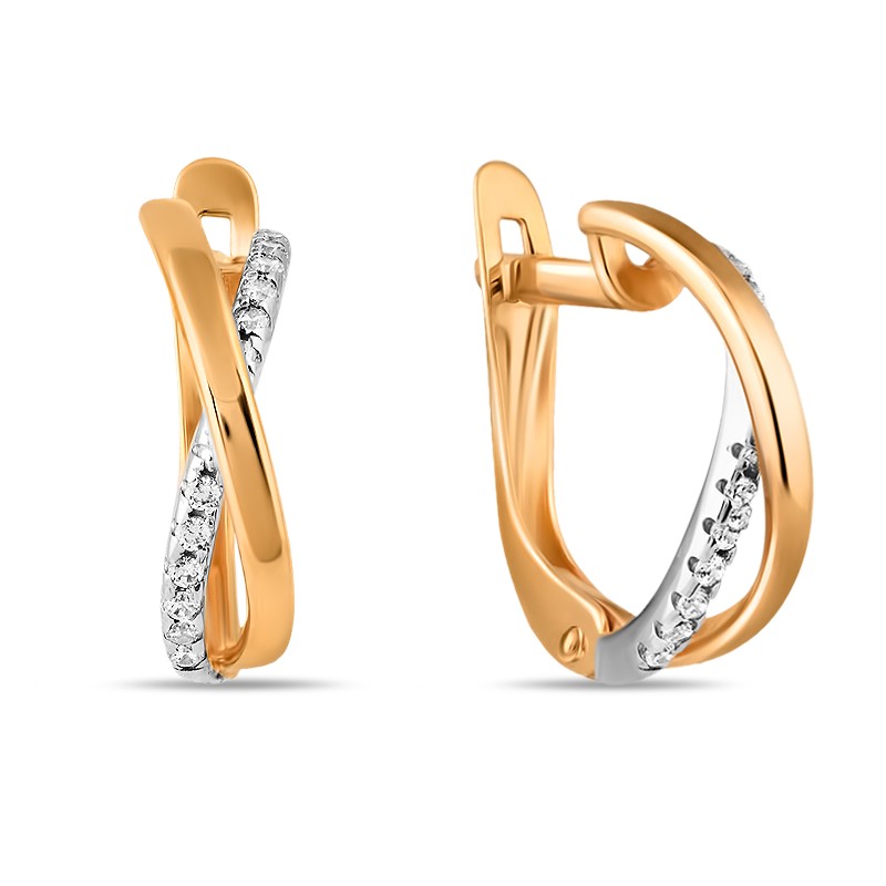 Серьги из золота с камнем Фианит фото, цены