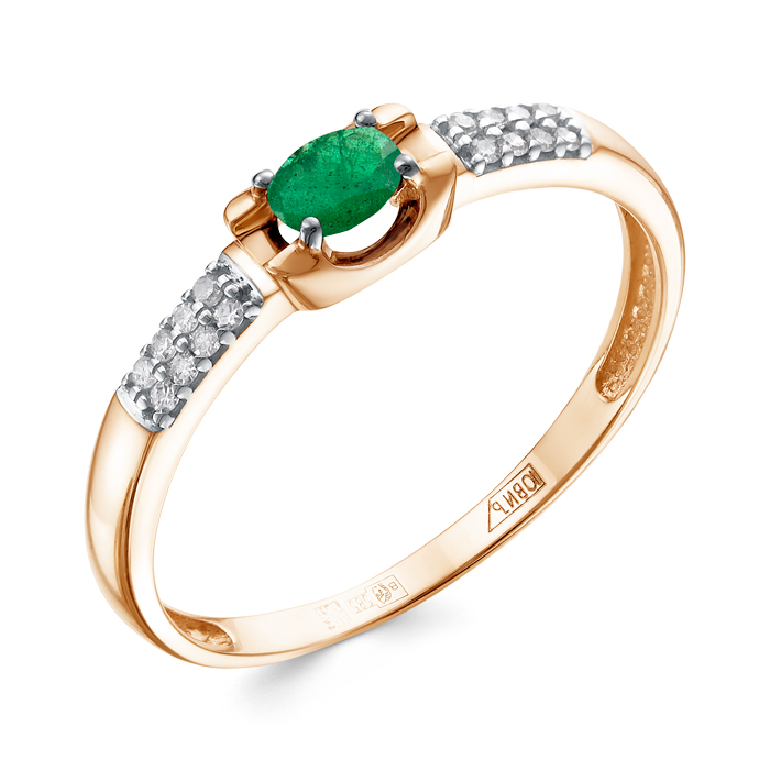 Кольцо из золота с камнем Бриллиант, Изумруд фото, цены