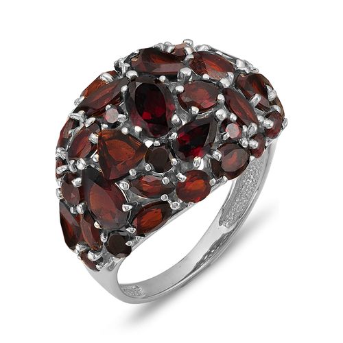 Кольцо из серебра с камнем Гранат фото, цены