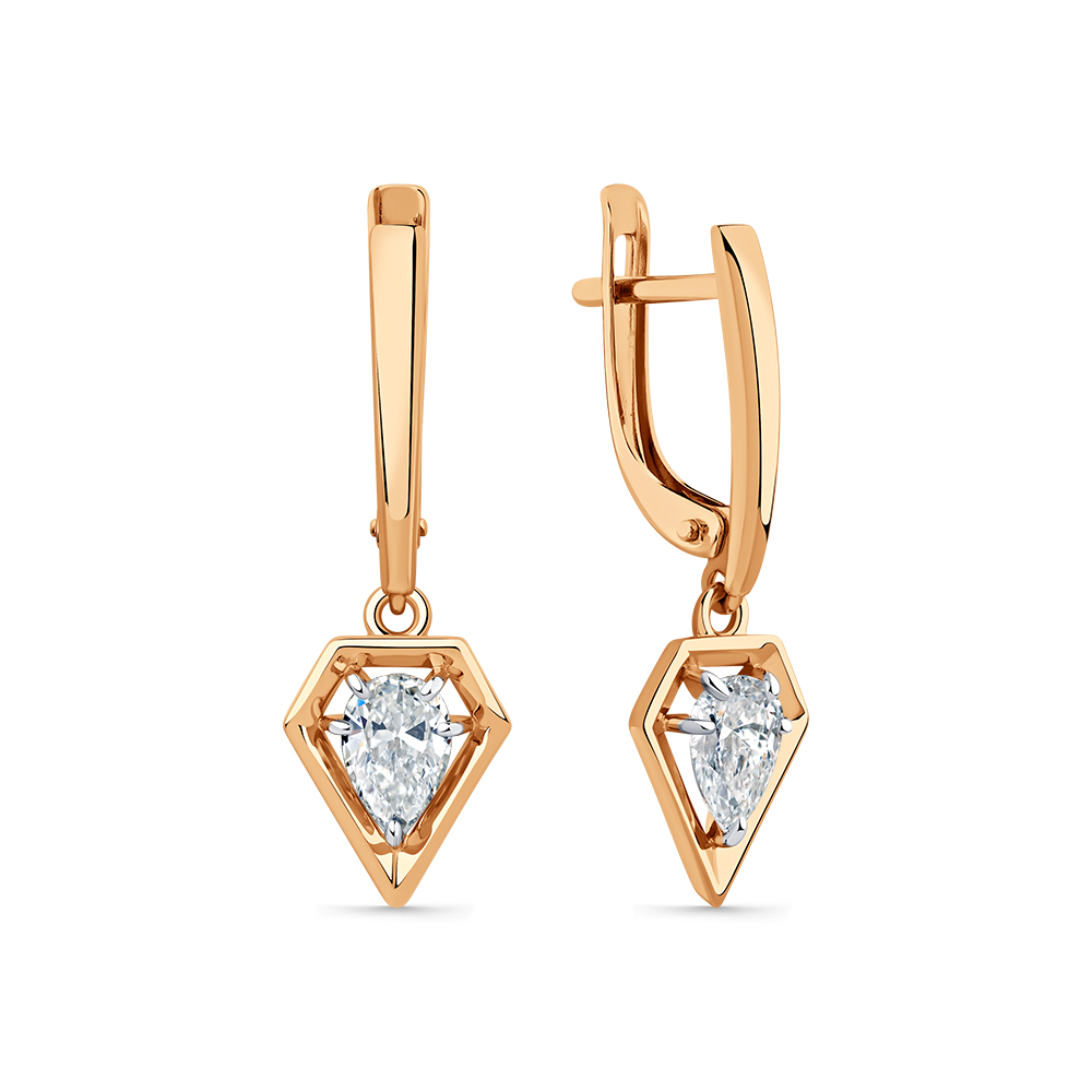 Серьги из золота с камнем Фианит фото, цены