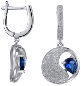 Серьги из серебра с камнем Циркон, Кристалл фото, цены