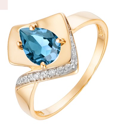 Кольцо из золота с камнем Топаз, Фианит фото, цены