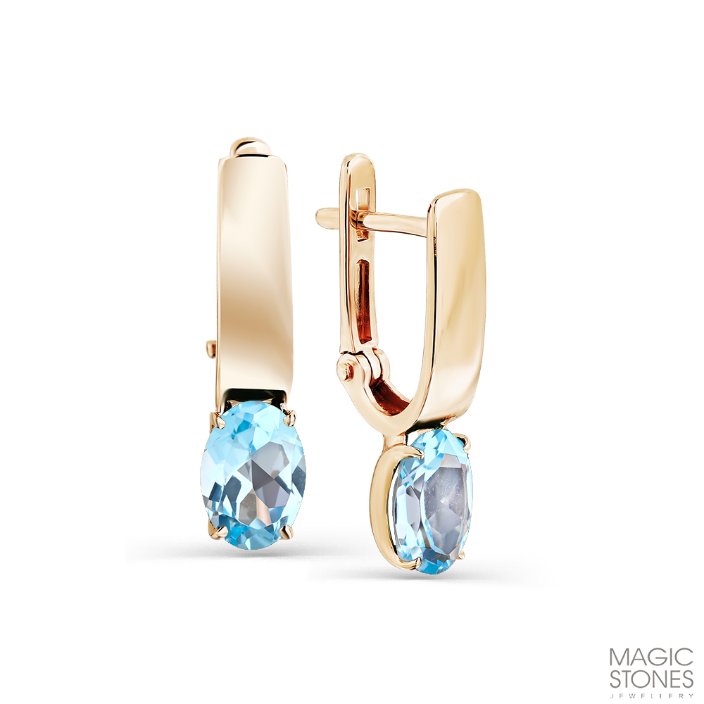 Серьги из золота с камнем Топаз фото, цены