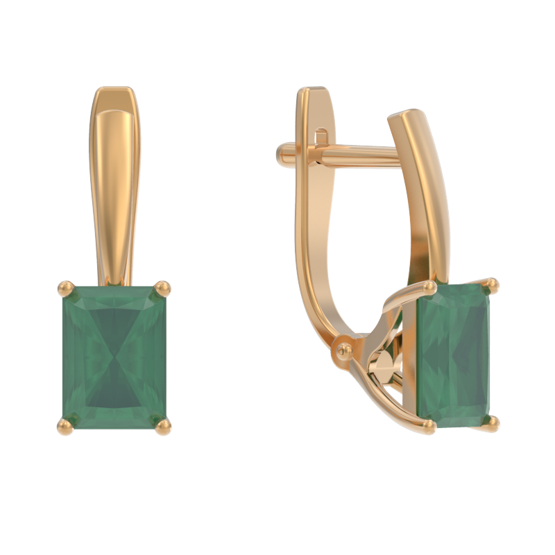 Серьги из золота с камнем Агат зел. фото, цены