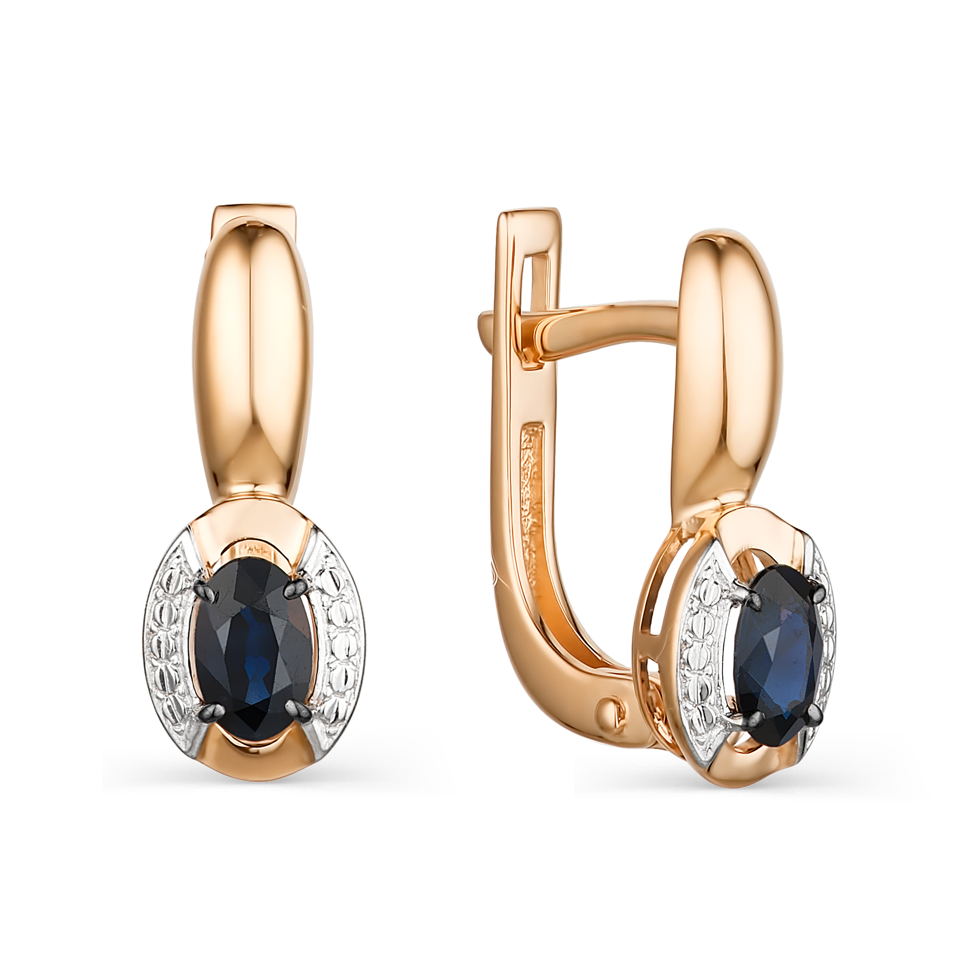 Серьги из золота с камнем Сапфир фото, цены