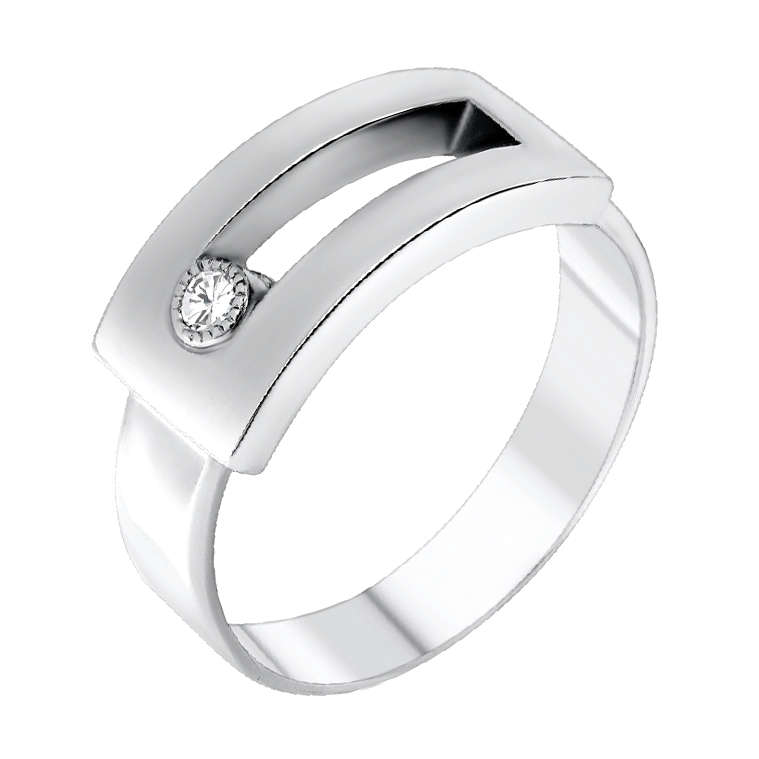 Печатка из серебра с камнем Фианит фото, цены