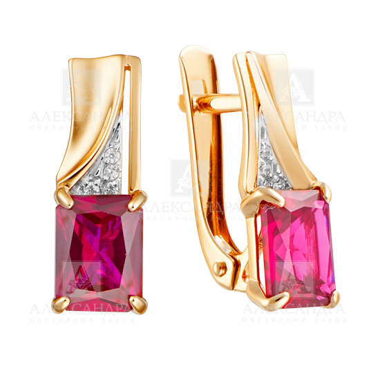 Серьги из золота с камнем Фианит, Ситалл фото, цены