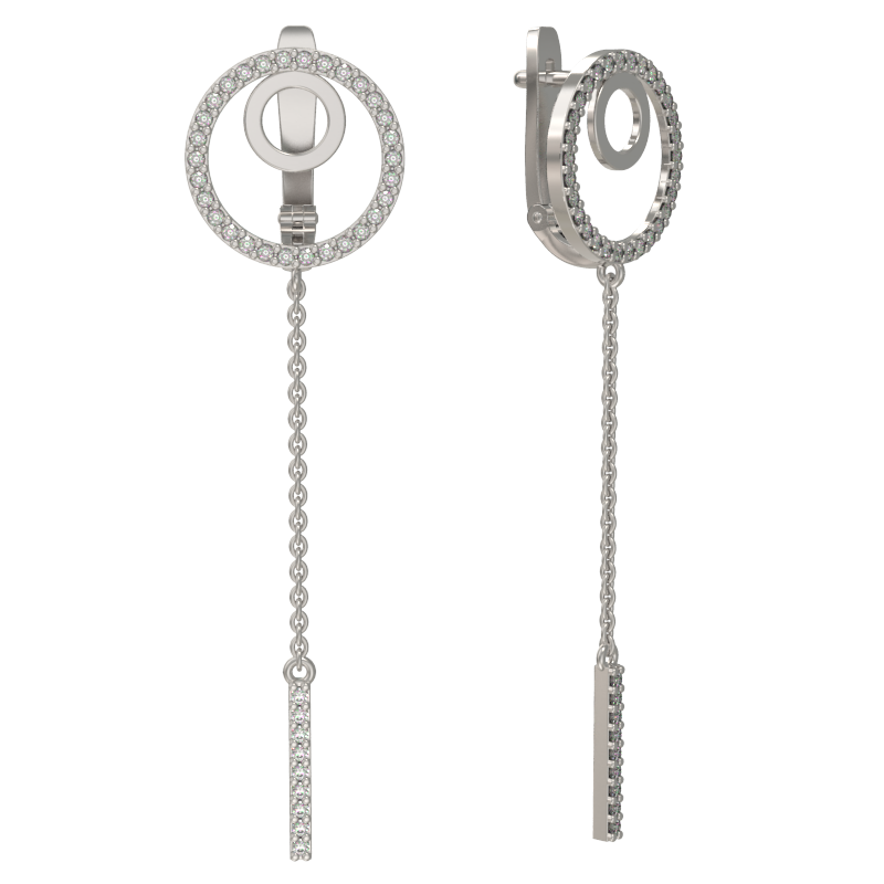 Серьги из серебра с камнем Фианит фото, цены