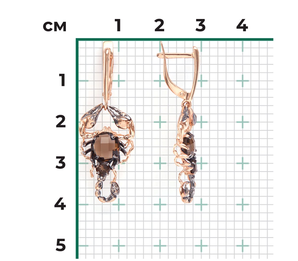 Серьги из золота с камнем Кварц фото, цены