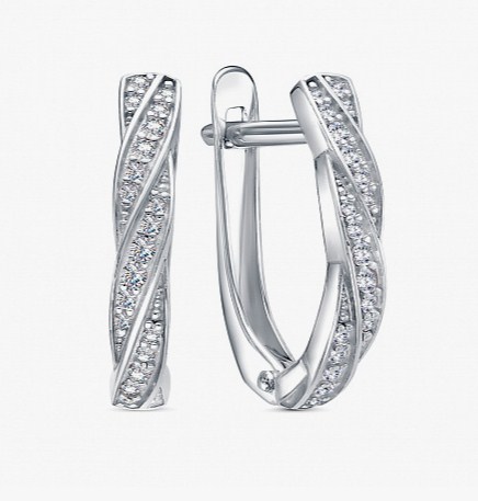 Серьги из серебра с камнем Фианит фото, цены