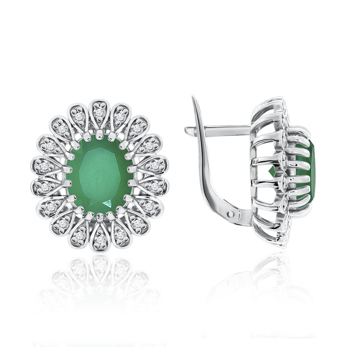 Серьги из серебра с камнем Фианит, Агат фото, цены