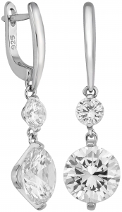 Серьги из серебра с камнем Циркон фото, цены
